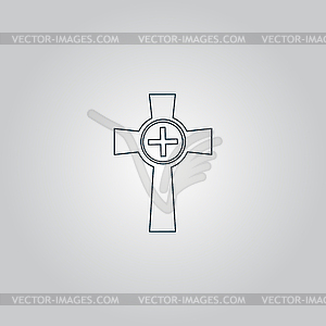 Tombstone - cross gravestone icon - vector image