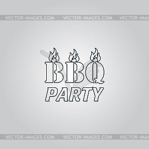 Flaming BBQ Party word design element - vector clipart