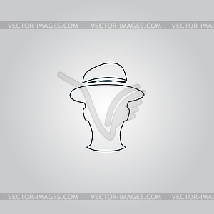 Man head with hat - color vector clipart