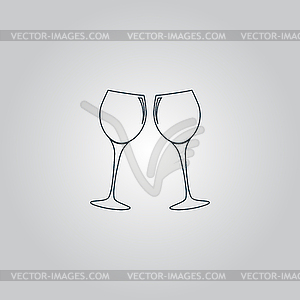 Two glasses of wine or champagne. icon - vector image