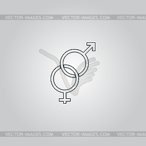 Twisted male and female sex symbol - color vector clipart