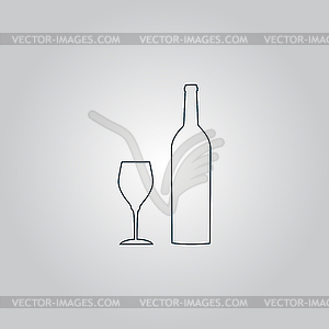 Bottle of wine and glass - vector clipart