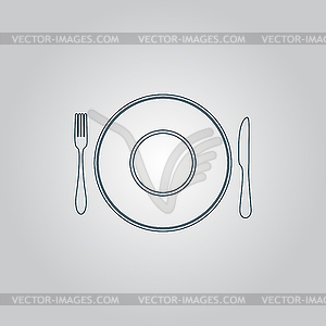 Plate dish with fork and knife - vector image