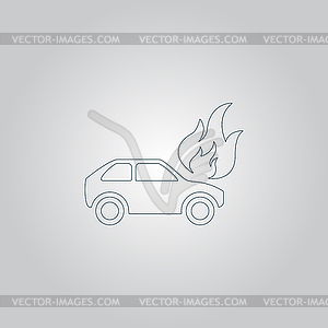 Car fire icon - color vector clipart