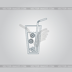 Лед напиток с соломой - векторный рисунок