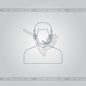 Call center operator with headset - color vector clipart