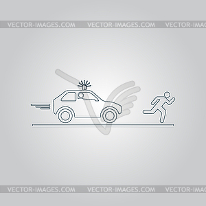 Robber and police car - vector image