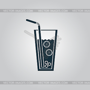 Ice drink with straw - vector image