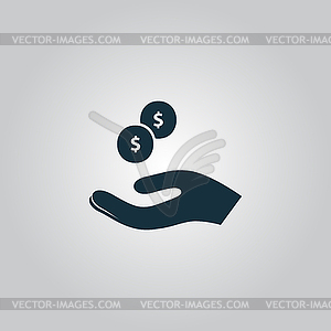 Pictograph of money in hand - vector image