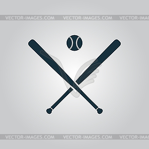 Crossed baseball bats and ball - vector image