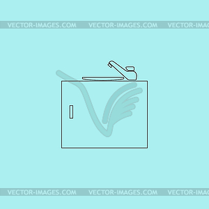 Кухонные мойки значок бассейна, знак и кнопку - векторная иллюстрация