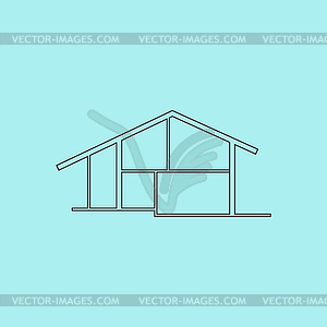 Modern house icon, sign and button - vector image