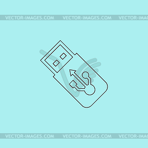 Usb flash drive icon on grey flat button - vector image