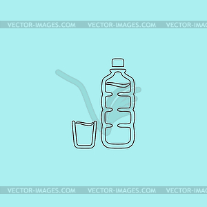 Plastic bottle and glass - vector clipart