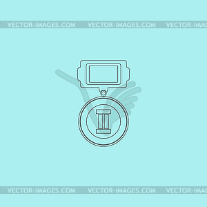 Flat icon of medal 2 places - vector image