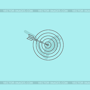 Dart is in center of dartboard - vector image