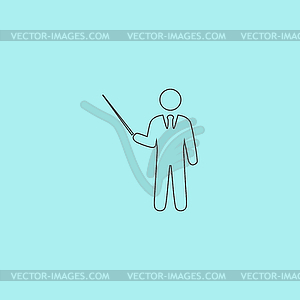 Man standing with pointer icon - vector clip art