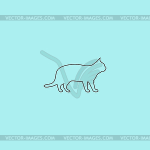 Silhouettes of cat - color vector clipart