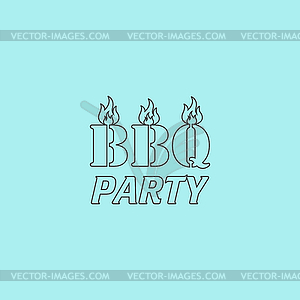 Flaming BBQ Party word design element - vector clipart