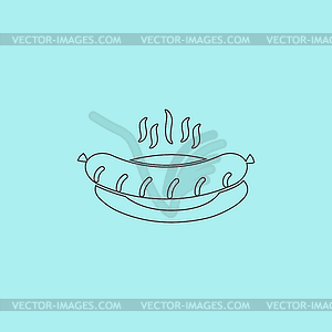 Sausage on plate - vector image