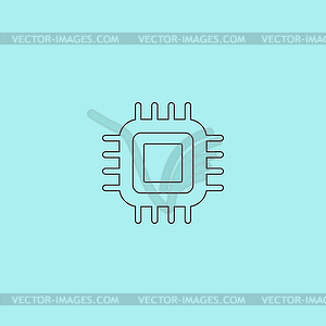 Flat Icon of cpu - vector image