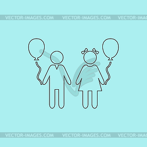 Children and Balloon - vector clipart