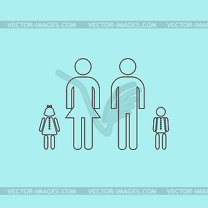 Simple family icon - color vector clipart