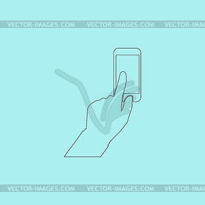 Smart phone, finger clicking - vector image