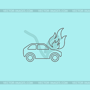 Car fire icon - vector clipart