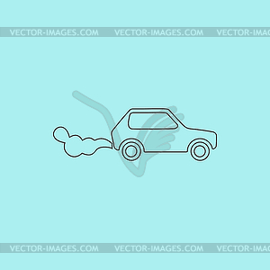 Car emits carbon dioxide - vector clipart