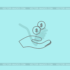 Pictograph of money in hand - vector image