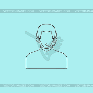 Call center operator with headset - vector clipart