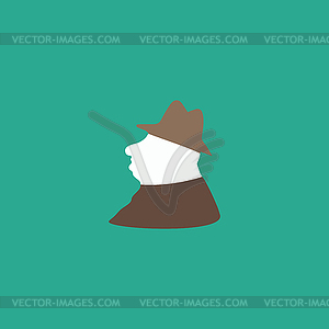 Man profile in hat icon - vector clip art