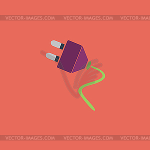 Electrical plug web flat icon - vector image