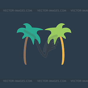Two palm trees silhouette - royalty-free vector clipart