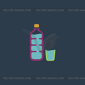 Plastic bottle and glass - royalty-free vector clipart