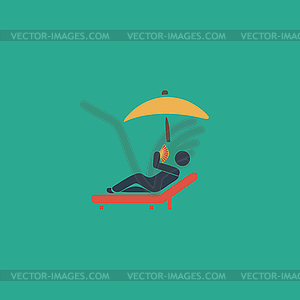 Relax under an umbrella on lounger - vector clipart