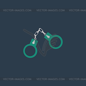 Handcuffs flat icon - royalty-free vector clipart