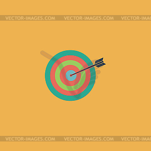 Dart is in center of dartboard - vector clipart