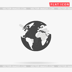 Earth simple flat icon - vector clip art