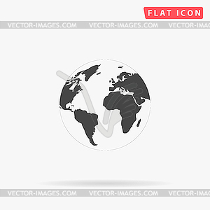 Globe earth simple flat icon - vector clipart