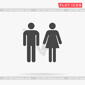 Man and woman simple flat icon - vector clip art