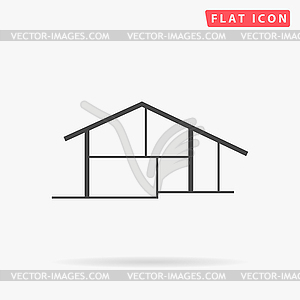 Cottage simple flat icon - royalty-free vector image