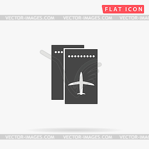 Ticket plane simple flat icon - vector image