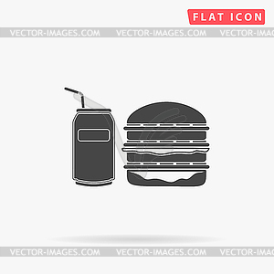 Fast food simple flat icon - vector image