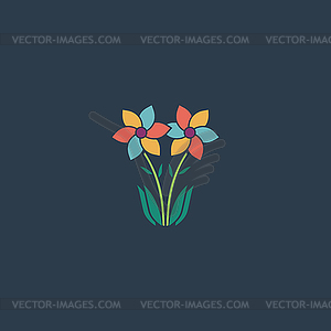 Spring flowers growing - vector clip art