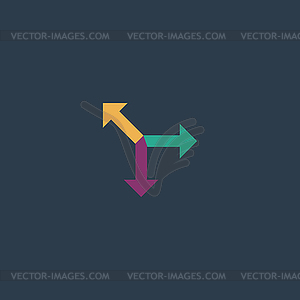 Three-way direction arrow - vector image