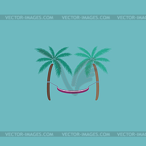 Hammock and palm trees - vector image