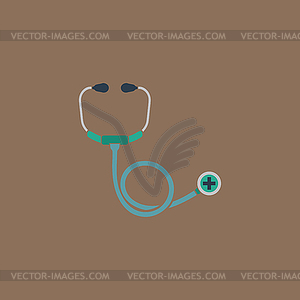 Stethoscope flat icon - vector clip art