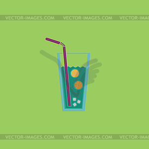 Ice drink with straw - vector clipart